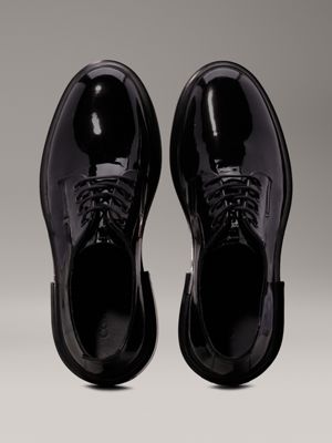 ck black patent leather lace-up shoes for men calvin klein