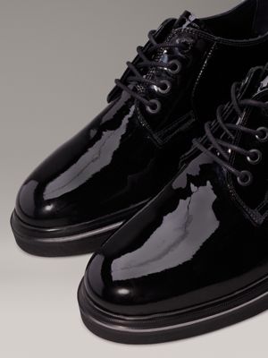 ck black patent leather lace-up shoes for men calvin klein