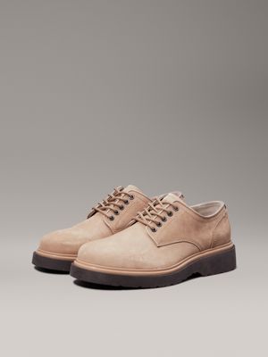 silver mink suede lace-up shoes for men calvin klein