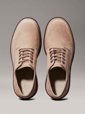 silver mink suede lace-up shoes for men calvin klein