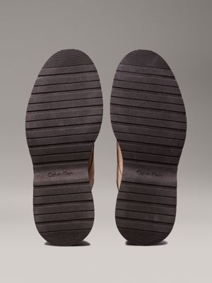 silver mink suede lace-up shoes for men calvin klein