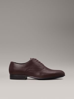 brown leather lace-up shoes for men calvin klein