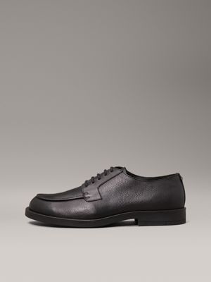 ck black leather apron toe lace-up shoes for men calvin klein