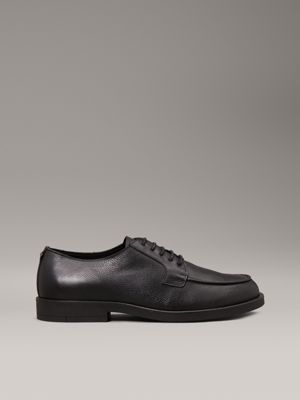 black leather apron toe lace-up shoes for men calvin klein