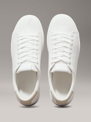 white/feather gray leather trainers for men calvin klein