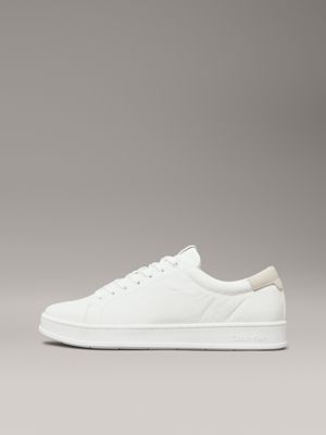 white/feather gray skórzane tenisówki dla mężczyźni - calvin klein