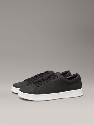 ck black leather trainers for men calvin klein