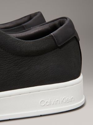 ck black leather trainers for men calvin klein