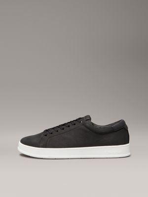 ck black leather trainers for men calvin klein