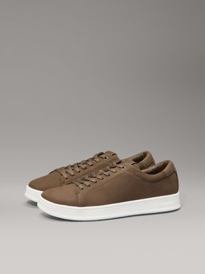 teak leather trainers for men calvin klein