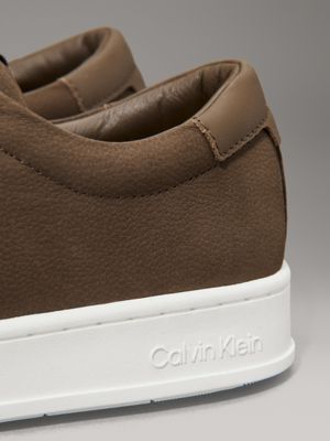 teak leather trainers for men calvin klein