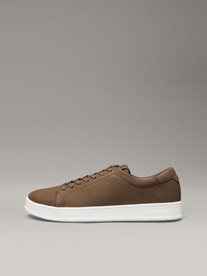 teak leather trainers for men calvin klein