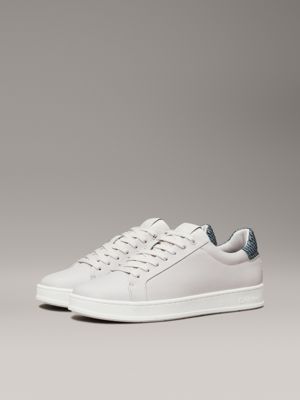 light grey/goblin blue leather trainers for men calvin klein