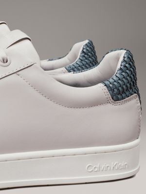 light grey/goblin blue leather trainers for men calvin klein