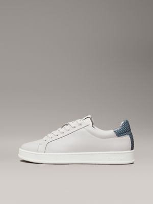 light grey/goblin blue leather trainers for men calvin klein