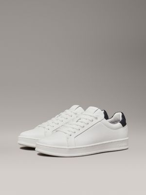 white/calvin navy leather trainers for men calvin klein