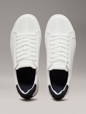 white/calvin navy leather trainers for men calvin klein