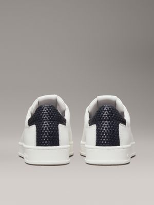 white/calvin navy leather trainers for men calvin klein