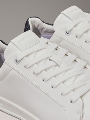 white/calvin navy leather trainers for men calvin klein