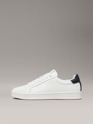 white/calvin navy leather trainers for men calvin klein