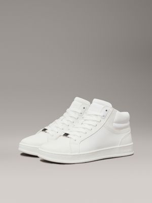 triple white mono leren high-top sneakers met logo voor heren - calvin klein