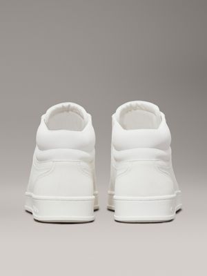 triple white mono leren high-top sneakers met logo voor heren - calvin klein
