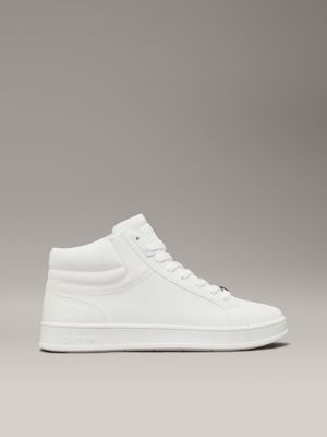 white high top logo-sneakers aus leder für herren - calvin klein