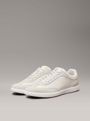 dk ecru/light grey low profile trainers for men calvin klein