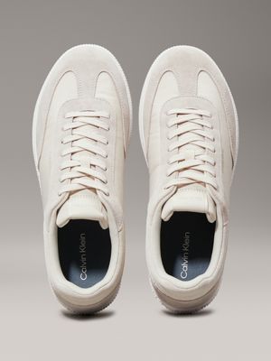 dk ecru/light grey low profile trainers for men calvin klein