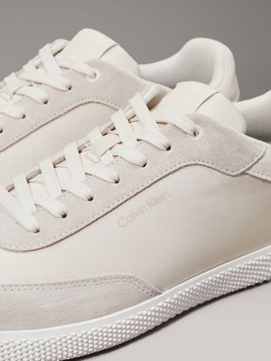 dk ecru/light grey low profile trainers for men calvin klein