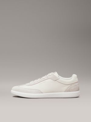 dk ecru/light grey low profile trainers for men calvin klein