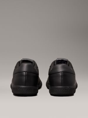 triple black leather low profile trainers for men calvin klein