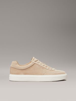 dark beige suede trainers for men calvin klein