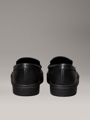 triple black leather hybrid moccasins for men calvin klein
