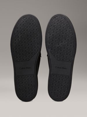 triple black leather hybrid moccasins for men calvin klein