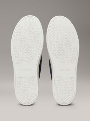 calvin navy/bright white suede hybrid moccasins for men calvin klein