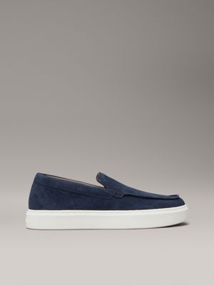 navy suede hybrid moccasins for men calvin klein