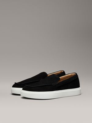 ck black suede hybrid moccasins for men calvin klein