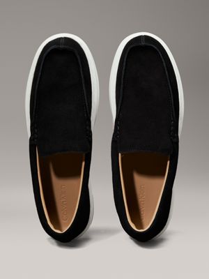 ck black suede hybrid moccasins for men calvin klein