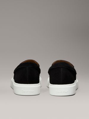 ck black suede hybrid moccasins for men calvin klein