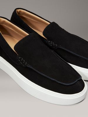 ck black suede hybrid moccasins for men calvin klein