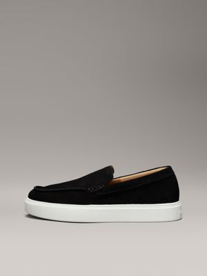 ck black suede hybrid moccasins for men calvin klein