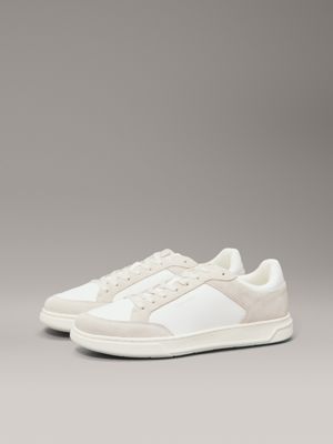 white/dark ecru trainers for men calvin klein