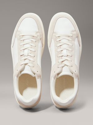 white/dark ecru trainers for men calvin klein
