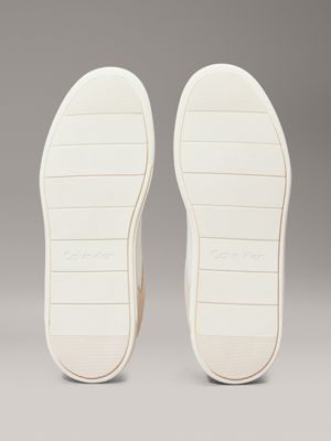 white/dark ecru trainers for men calvin klein