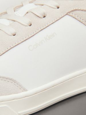 white/dark ecru trainers for men calvin klein