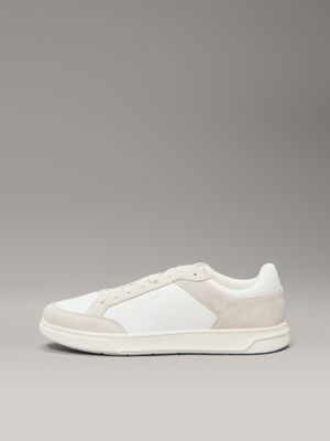 white/dark ecru trainers for men calvin klein