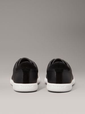 ck black leather low profile trainers for men calvin klein