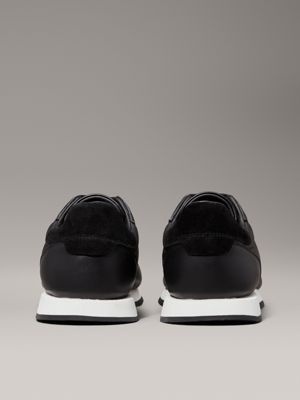 ck black leather low profile trainers for men calvin klein