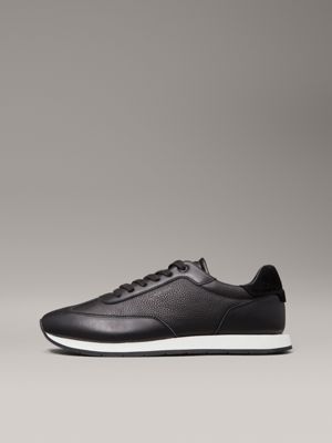 baskets basses en cuir ck black pour hommes calvin klein